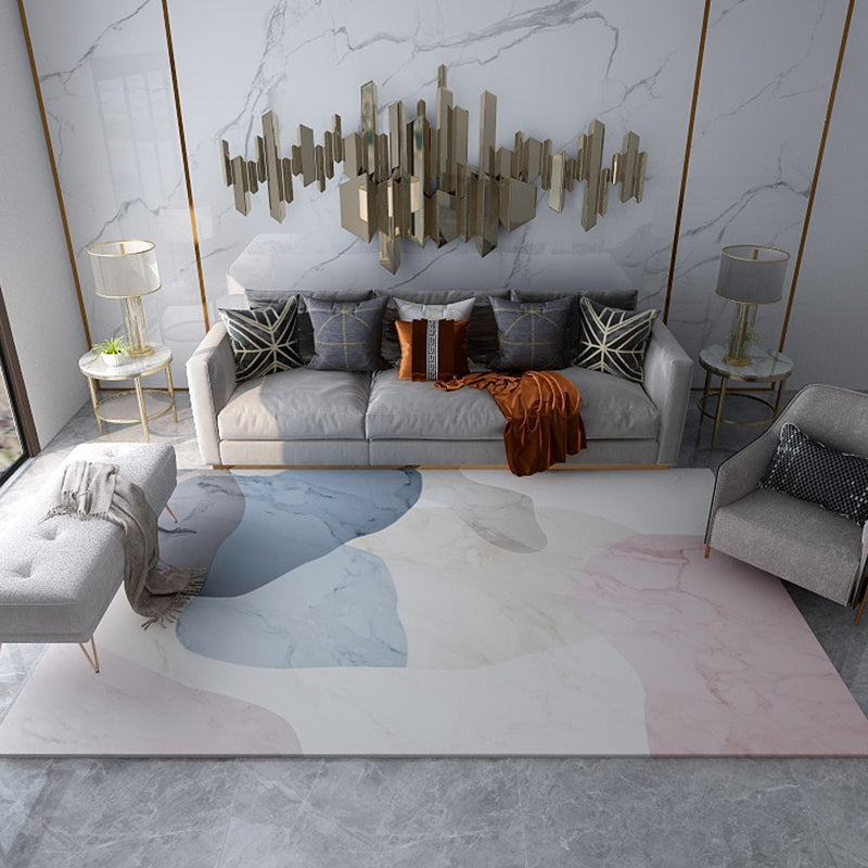 Morandi Color Living Room Rug Creative Geometrical Pattern Rug Polyester Non-Slip Washable Area Carpet Blue Clearhalo 'Area Rug' 'Rug' 1898590