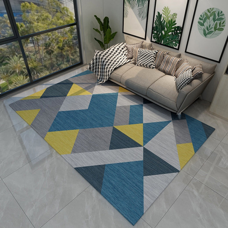 Novelty Geometric Pattern Patchwork Rug Multi-Colored Modern Carpet Polypropylene Anti-Slip Rug for Living Room Blue Clearhalo 'Area Rug' 'Modern' 'Rugs' Rug' 1898761