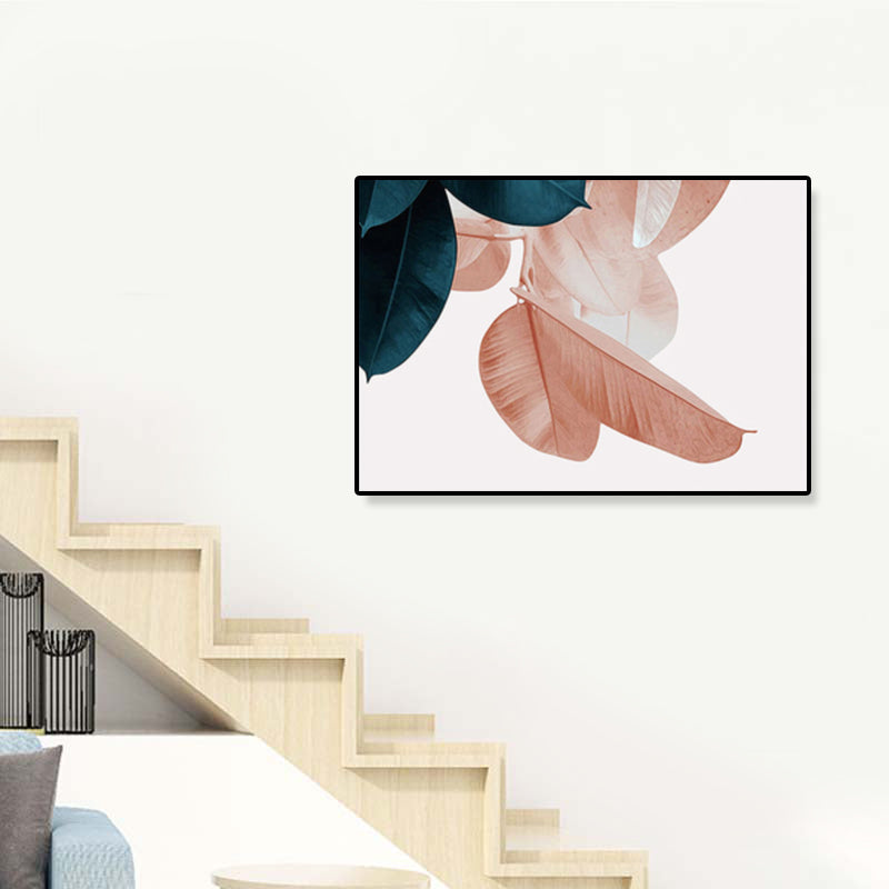 Nordic Illustration Leaf Wall Art Girls Bedroom Canvas in Pink, Multiple Sizes Available