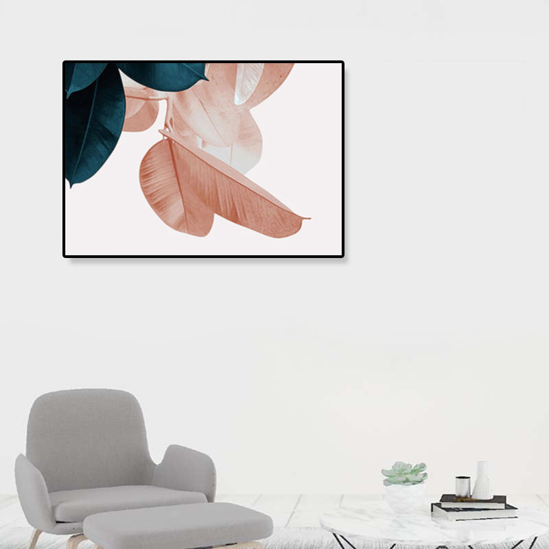 Nordic Illustration Leaf Wall Art Girls Bedroom Canvas in Pink, Multiple Sizes Available