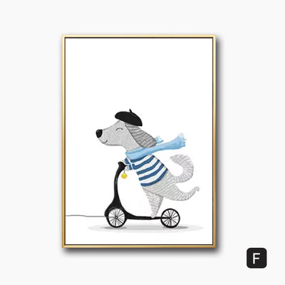 Pastel Animal Canvas Print Textured Cartoon Kids Bedroom Wall Art, Multiple Size Options Grey Clearhalo 'Art Gallery' 'Canvas Art' 'Kids' Arts' 1899127