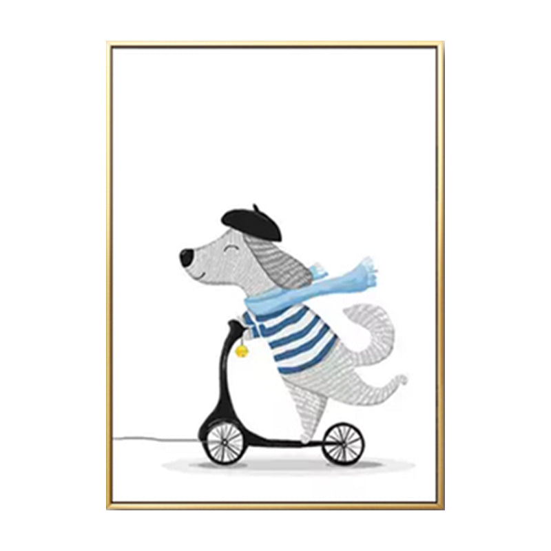 Pastel Animal Canvas Print Textured Cartoon Kids Bedroom Wall Art, Multiple Size Options Clearhalo 'Art Gallery' 'Canvas Art' 'Kids' Arts' 1899143