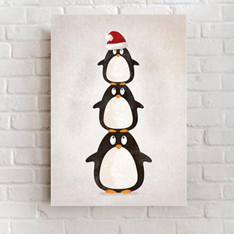 Kids Illustrated Animal Canvas Print Teens Bedroom Wall Art Decor in Light Color Black Clearhalo 'Art Gallery' 'Canvas Art' 'Kids' Arts' 1899248
