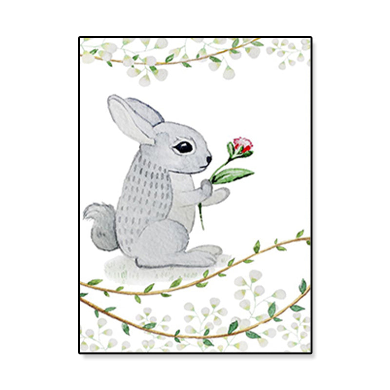 Kids Illustrated Animal Canvas Print Teens Bedroom Wall Art Decor in Light Color Clearhalo 'Art Gallery' 'Canvas Art' 'Kids' Arts' 1899258