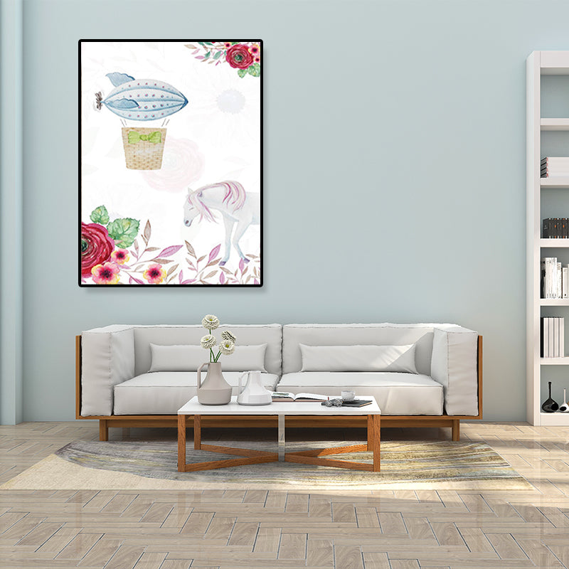 Kids Illustrated Animal Canvas Print Teens Bedroom Wall Art Decor in Light Color Clearhalo 'Art Gallery' 'Canvas Art' 'Kids' Arts' 1899260