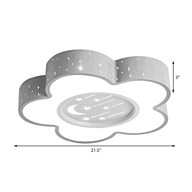 Undertint Hollow Flower LED Ceiling Mount Light with Moon and Star Cartoon Metal Ceiling Fixture for Kid Clearhalo 'Ceiling Lights' 'Close To Ceiling Lights' 'Close to ceiling' 'Flush mount' Lighting' 189935