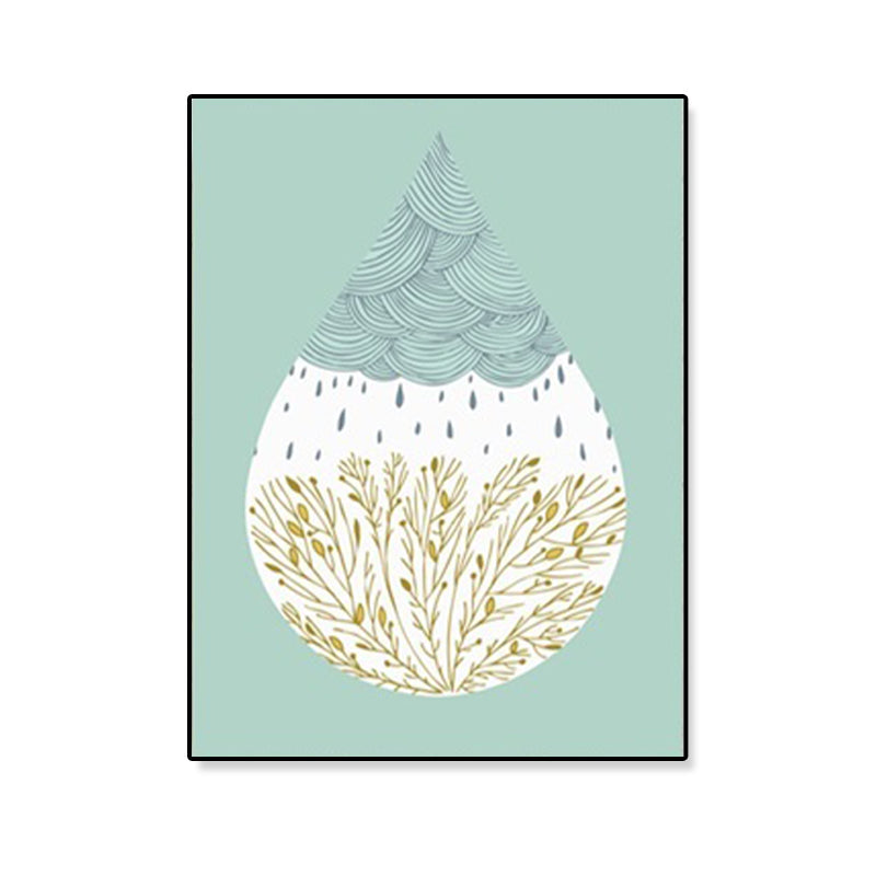Scenery within Raindrop Wall Art Nordic Textured Canvas Print in Blue for Girls Room Clearhalo 'Art Gallery' 'Canvas Art' 'Contemporary Art Gallery' 'Modern' Arts' 1899369