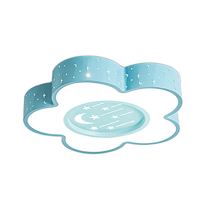 Undertint Hollow Flower LED Ceiling Mount Light with Moon and Star Cartoon Metal Ceiling Fixture for Kid Clearhalo 'Ceiling Lights' 'Close To Ceiling Lights' 'Close to ceiling' 'Flush mount' Lighting' 189941