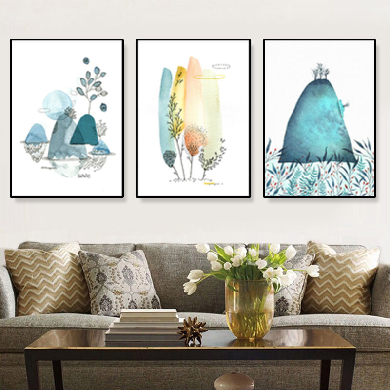 Rustic Illustration Scenery Wall Art Set Green Living Room Canvas Print, Set of 3 Green Clearhalo 'Art Gallery' 'Canvas Art' 'Country Art Gallery' 'French Country' 'Rustic' Arts' 1899585