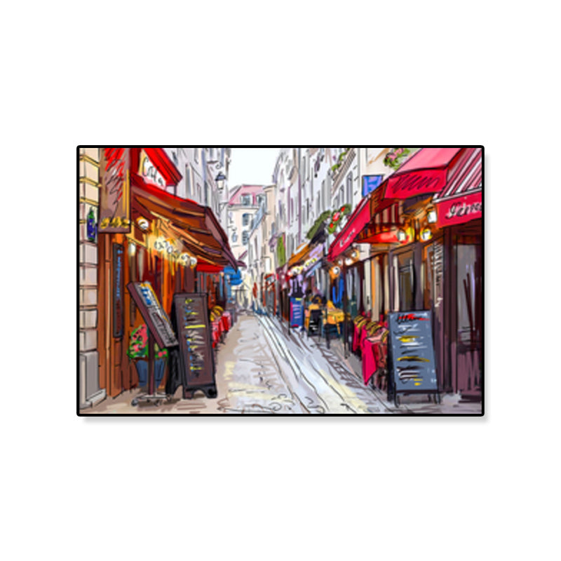 Global Inspired Landmark Painting Canvas Print Textured Pastel Wall Art for Hotel