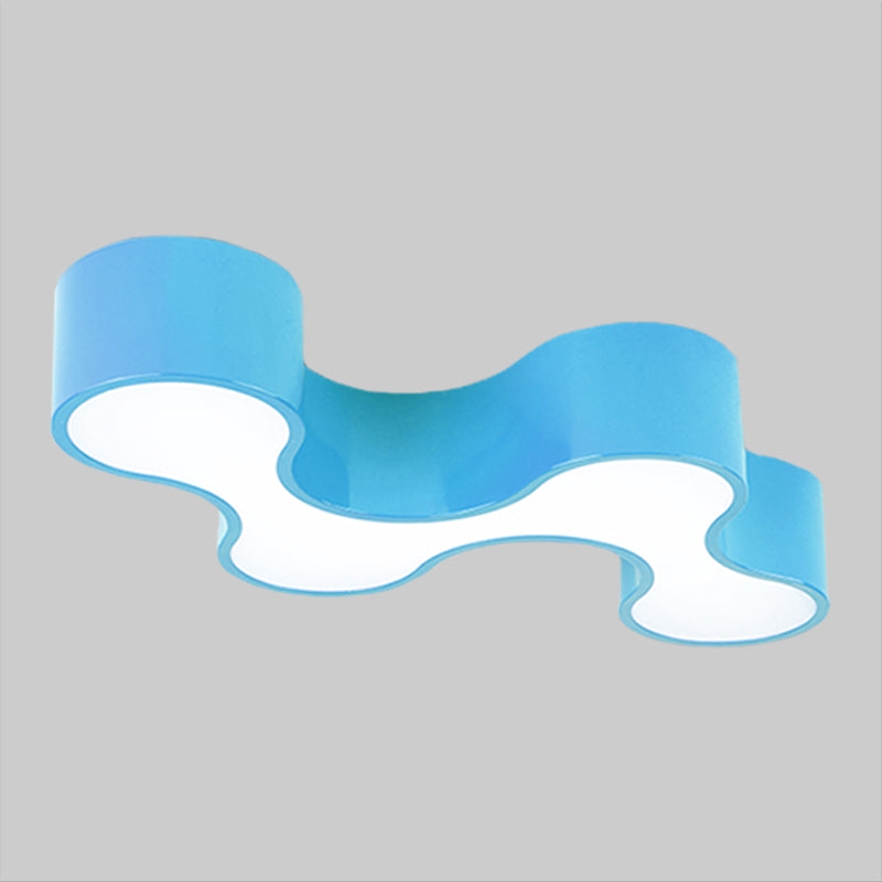 LED Bedroom Flush Mount Lamp Kids Style Blue/Yellow/Green Ceiling Lighting with Earthworm Acrylic Shade Clearhalo 'Ceiling Lights' 'Close To Ceiling Lights' 'Close to ceiling' 'Flush mount' Lighting' 1899960