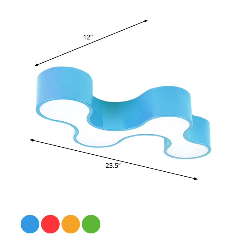 LED Bedroom Flush Mount Lamp Kids Style Blue/Yellow/Green Ceiling Lighting with Earthworm Acrylic Shade Clearhalo 'Ceiling Lights' 'Close To Ceiling Lights' 'Close to ceiling' 'Flush mount' Lighting' 1899961