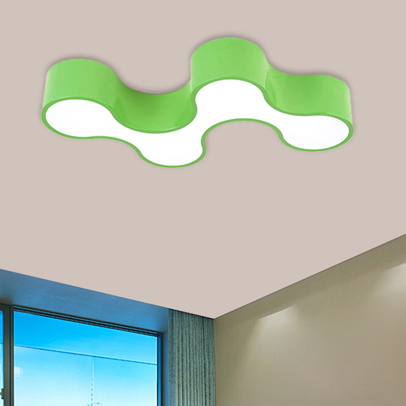 LED Bedroom Flush Mount Lamp Kids Style Blue/Yellow/Green Ceiling Lighting with Earthworm Acrylic Shade Clearhalo 'Ceiling Lights' 'Close To Ceiling Lights' 'Close to ceiling' 'Flush mount' Lighting' 1899971