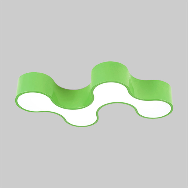 LED Bedroom Flush Mount Lamp Kids Style Blue/Yellow/Green Ceiling Lighting with Earthworm Acrylic Shade Clearhalo 'Ceiling Lights' 'Close To Ceiling Lights' 'Close to ceiling' 'Flush mount' Lighting' 1899973