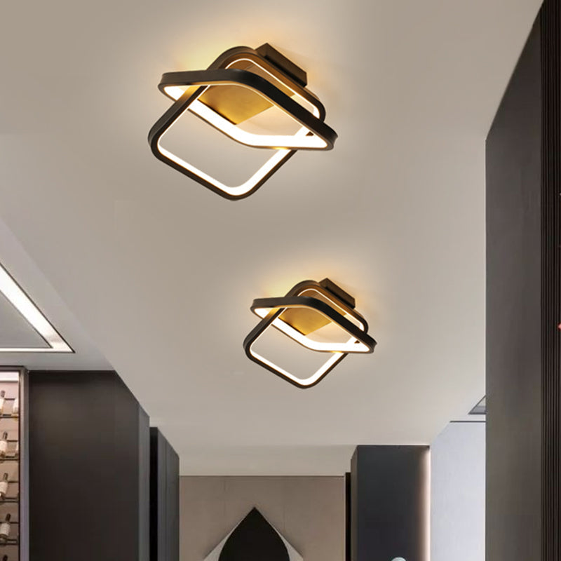 Black Double Rectangle Ceiling Lighting Modern Aluminum LED Flush Mount Lamp for Corridor Clearhalo 'Ceiling Lights' 'Close To Ceiling Lights' 'Close to ceiling' 'Flush mount' Lighting' 1899979