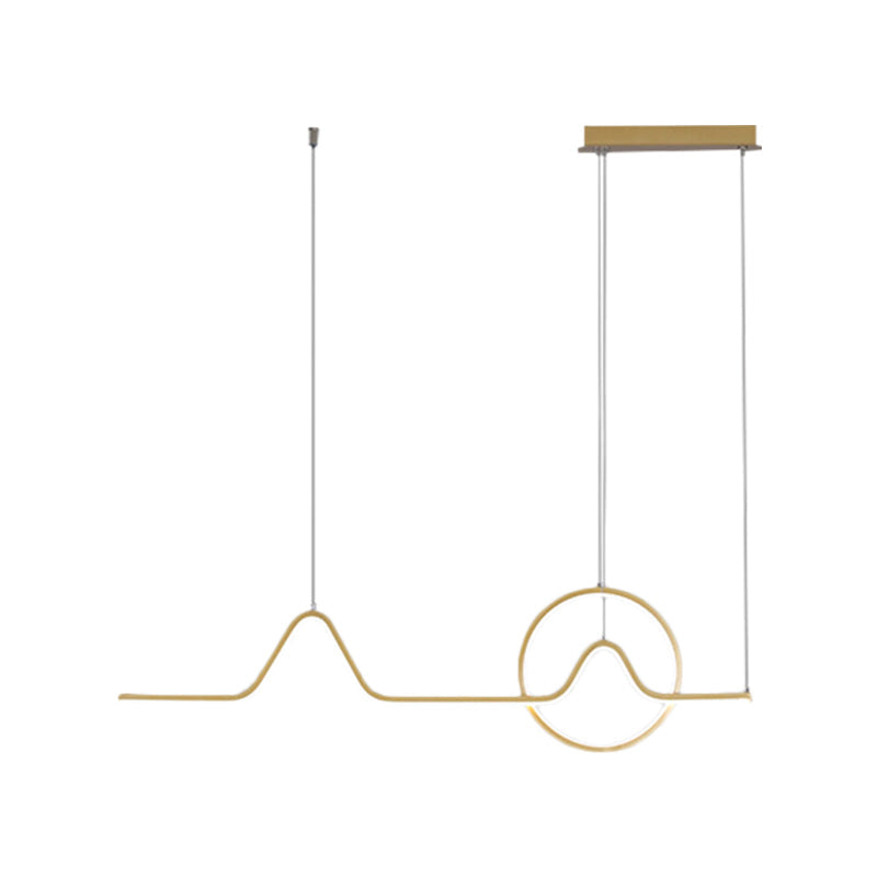 Aluminum Linear LED Island Lighting Modern Black/Gold Hanging Light Kit with Sun and Mountain Design, Warm/White Light Clearhalo 'Ceiling Lights' 'Island Lights' Lighting' 1899998