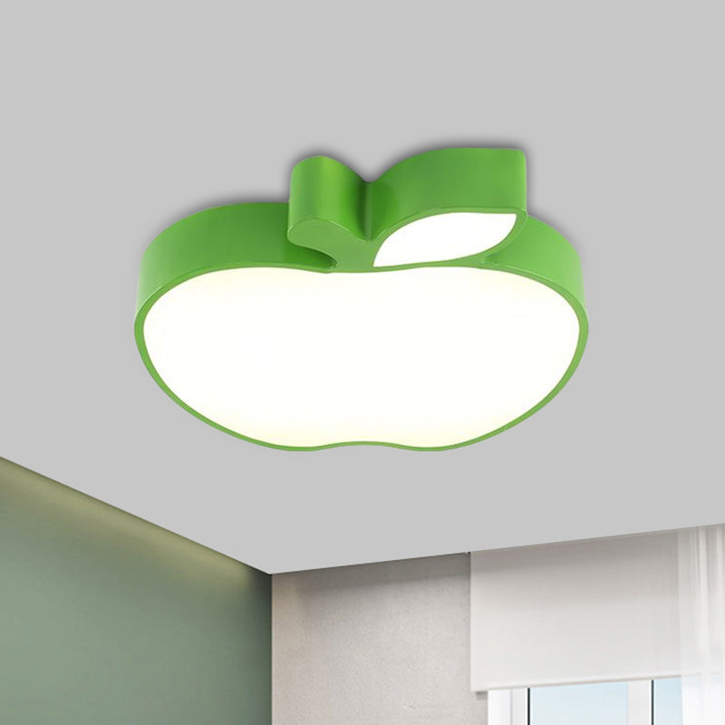 Kids LED Flush Mount Lamp with Acrylic Shade Red/Yellow/Blue Apple Flush Ceiling Light Fixture Green Clearhalo 'Ceiling Lights' 'Close To Ceiling Lights' 'Close to ceiling' 'Flush mount' Lighting' 1900074