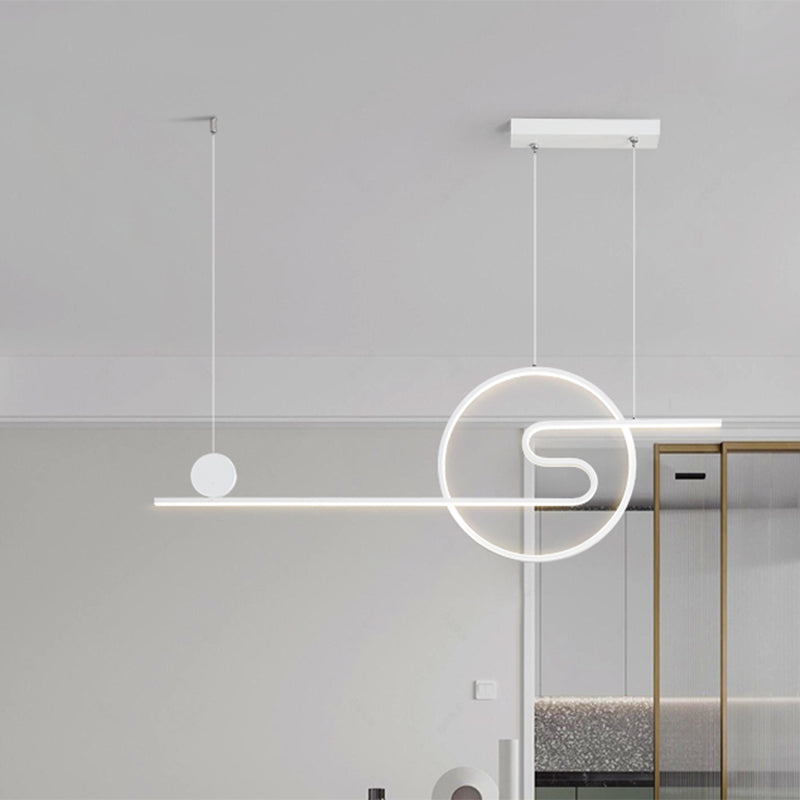 Sun and Cloud Design Drop Pendant Minimal Acrylic Dining Room Linear LED Island Light in Warm/White Light, Black/White/Gold White Clearhalo 'Ceiling Lights' 'Island Lights' Lighting' 1900167