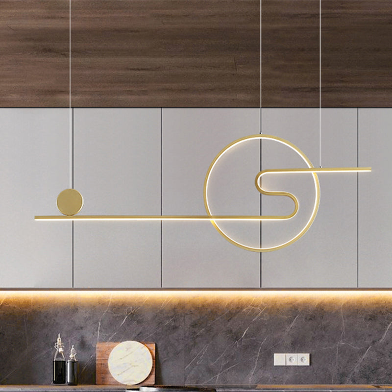 Sun and Cloud Design Drop Pendant Minimal Acrylic Dining Room Linear LED Island Light in Warm/White Light, Black/White/Gold Gold Clearhalo 'Ceiling Lights' 'Island Lights' Lighting' 1900171