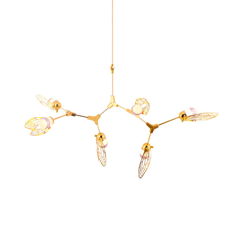 Romantic Etched Butterfly Chandelier Metallic Gold Finish Pendant Light for Dining Table Clearhalo 'Ceiling Lights' 'Chandeliers' 'Modern Chandeliers' 'Modern' Lighting' 190023
