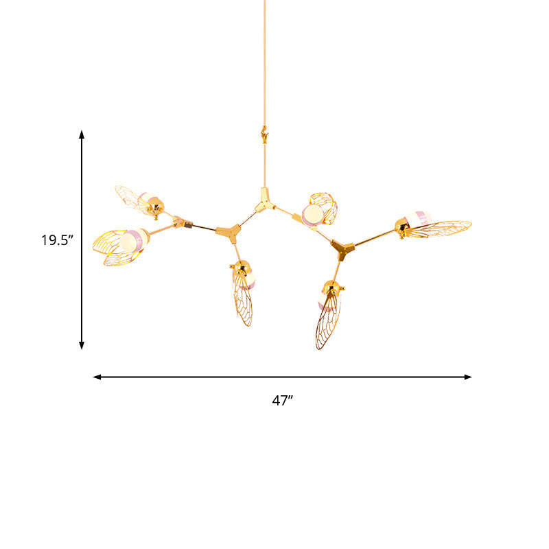 Romantic Etched Butterfly Chandelier Metallic Gold Finish Pendant Light for Dining Table Clearhalo 'Ceiling Lights' 'Chandeliers' 'Modern Chandeliers' 'Modern' Lighting' 190024