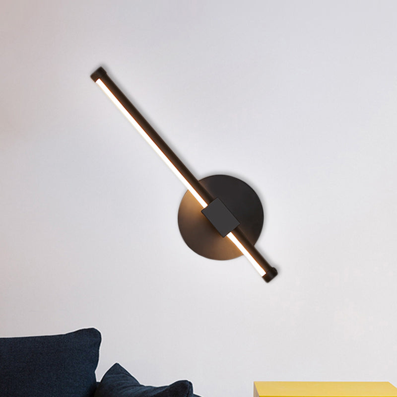 Black Slim Rod LED Wall Light Fixture Minimalist Aluminum Sconce Lamp in Warm/White Light Black C Clearhalo 'Cast Iron' 'Glass' 'Industrial' 'Modern wall lights' 'Modern' 'Tiffany' 'Traditional wall lights' 'Wall Lamps & Sconces' 'Wall Lights' Lighting' 1900264
