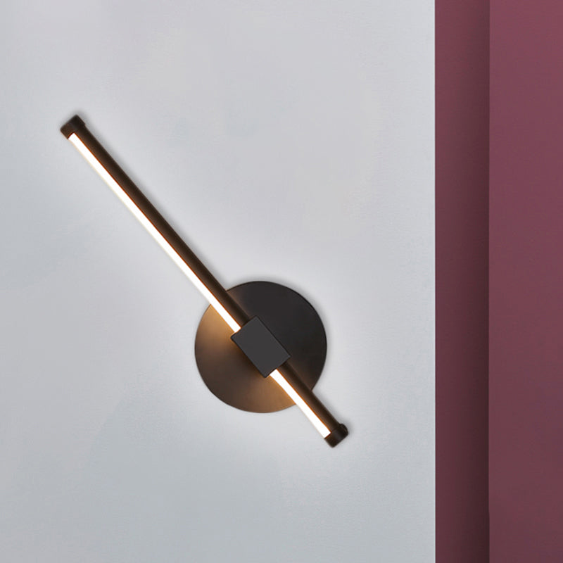 Black Slim Rod LED Wall Light Fixture Minimalist Aluminum Sconce Lamp in Warm/White Light Clearhalo 'Cast Iron' 'Glass' 'Industrial' 'Modern wall lights' 'Modern' 'Tiffany' 'Traditional wall lights' 'Wall Lamps & Sconces' 'Wall Lights' Lighting' 1900266