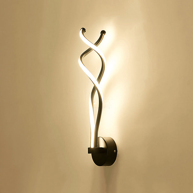 Minimalist Twined Wall Lighting Fixture Metal Living Room LED Wall Lamp in Black/White Clearhalo 'Cast Iron' 'Glass' 'Industrial' 'Modern wall lights' 'Modern' 'Tiffany' 'Traditional wall lights' 'Wall Lamps & Sconces' 'Wall Lights' Lighting' 1900329