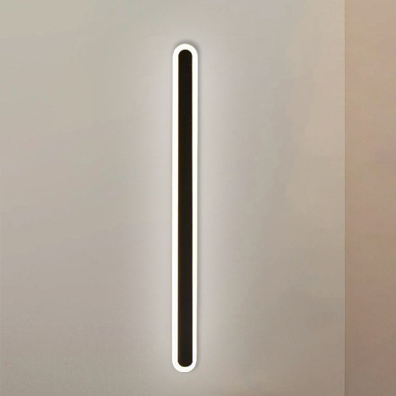 Elongated Bar Bedroom Flush Wall Sconce Acrylic 16"/23.5"/31.5" W LED Nordic Wall Lamp in Warm/White Light, Black/White Clearhalo 'Modern wall lights' 'Modern' 'Wall Lamps & Sconces' 'Wall Lights' Lighting' 1900383