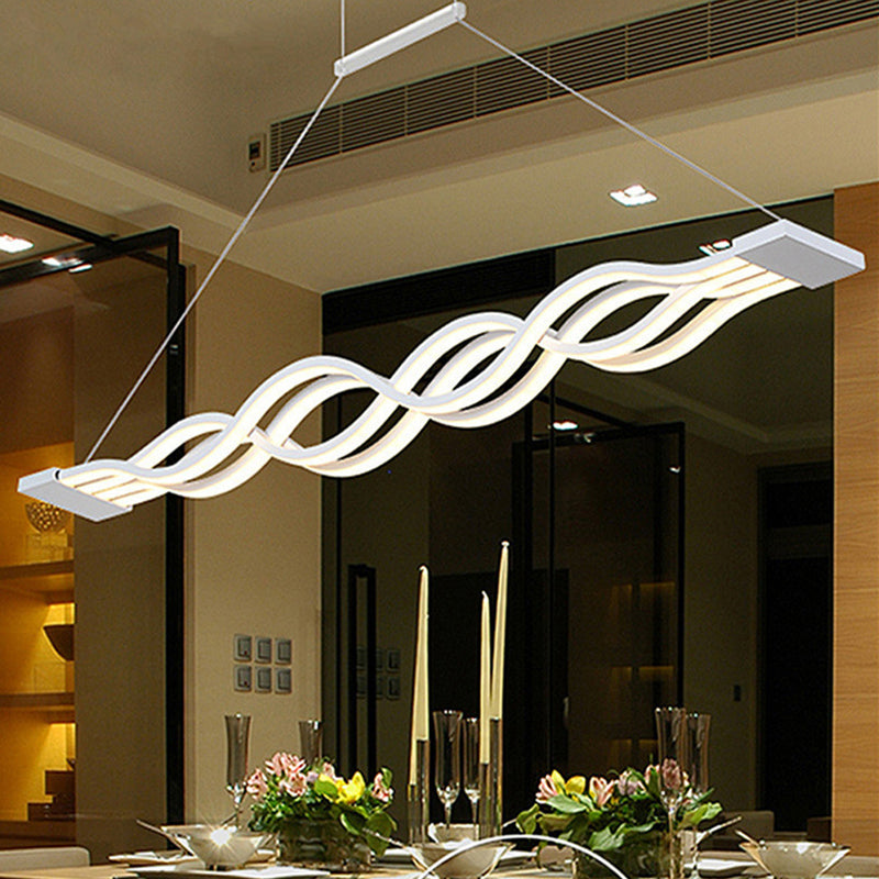 White Waves Island Light Fixture Minimal 2/4-Light Acrylic LED Suspension Lighting in Warm/White Light White 4" Clearhalo 'Ceiling Lights' 'Island Lights' Lighting' 1900437