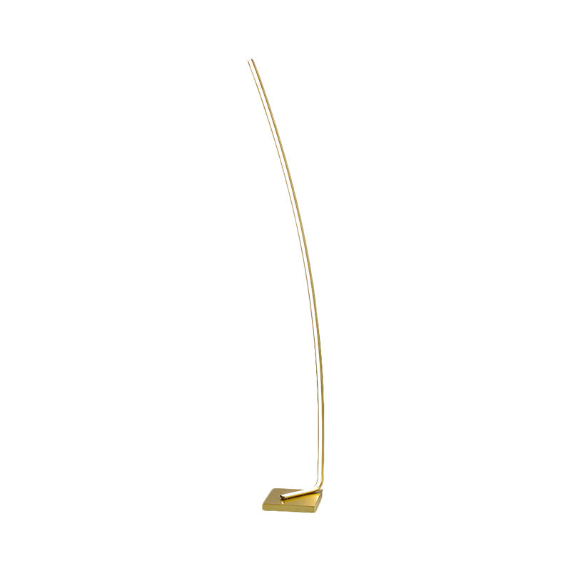 Metal Curved Linear LED Floor Light Minimalism Black/White/Gold Stand Up Lamp with Foot Switch, Warm/White Light Clearhalo 'Floor Lamps' 'Lamps' Lighting' 1900482