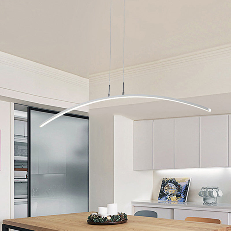 Black/White Arch Island Lamp Simplicity Iron LED Pendant Lighting Fixture in Warm/White Light over Dining Table White Clearhalo 'Ceiling Lights' 'Island Lights' Lighting' 1900515