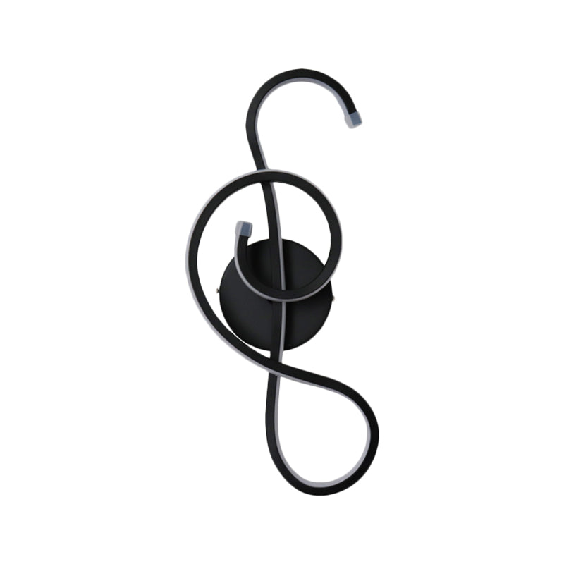 Metallic Hourglass/Music Note Sconce Minimalist Black/White LED Wall Mount Light Fixture in Warm/White Light for Office Clearhalo 'Cast Iron' 'Glass' 'Industrial' 'Modern wall lights' 'Modern' 'Tiffany' 'Traditional wall lights' 'Wall Lamps & Sconces' 'Wall Lights' Lighting' 1900554