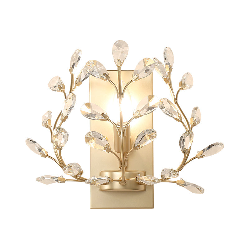 Simple Branch Wall Mount Light 1 Bulb Clear K9 Crystal Sconce Lighting Fixture in Black/Gold for Living Room Clearhalo 'Modern wall lights' 'Modern' 'Wall Lamps & Sconces' 'Wall Lights' Lighting' 1900562