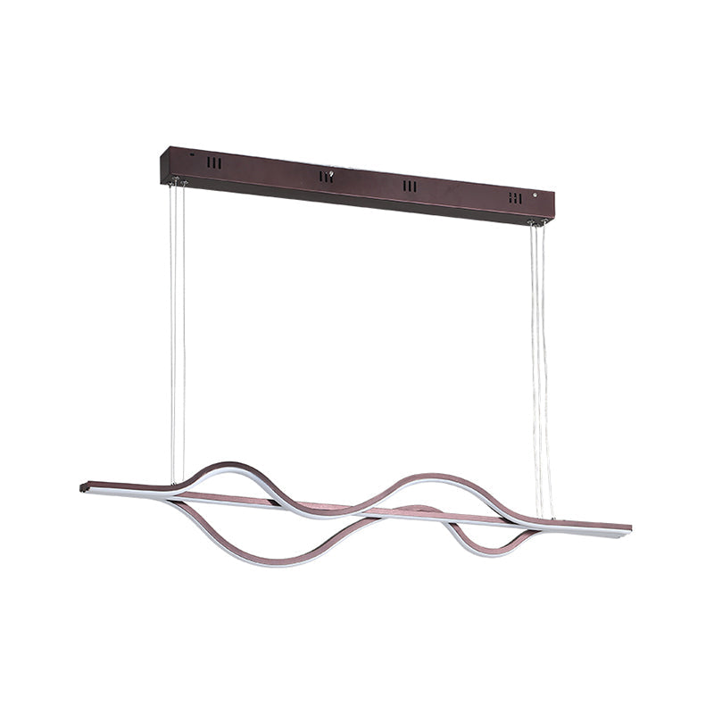 Acrylic Wavy Linear Island Light Minimalism LED Pendant Lighting in Brown, Warm/White/Natural Light Clearhalo 'Ceiling Lights' 'Island Lights' Lighting' 1900667