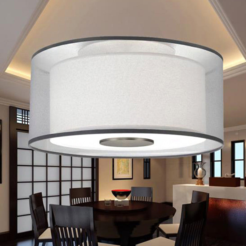 4 Lights Drum Flush Mount Lamp Classical White Fabric Ceiling Light Fixture, 16"/19.5���/23.5" Wide Clearhalo 'Ceiling Lights' 'Close To Ceiling Lights' 'Close to ceiling' 'Flush mount' Lighting' 1903014