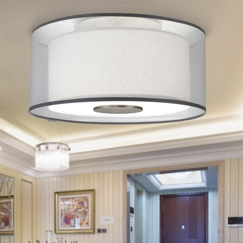 4 Lights Drum Flush Mount Lamp Classical White Fabric Ceiling Light Fixture, 16"/19.5���/23.5" Wide Clearhalo 'Ceiling Lights' 'Close To Ceiling Lights' 'Close to ceiling' 'Flush mount' Lighting' 1903015