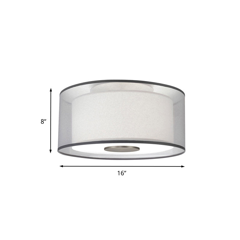 4 Lights Drum Flush Mount Lamp Classical White Fabric Ceiling Light Fixture, 16"/19.5���/23.5" Wide Clearhalo 'Ceiling Lights' 'Close To Ceiling Lights' 'Close to ceiling' 'Flush mount' Lighting' 1903016