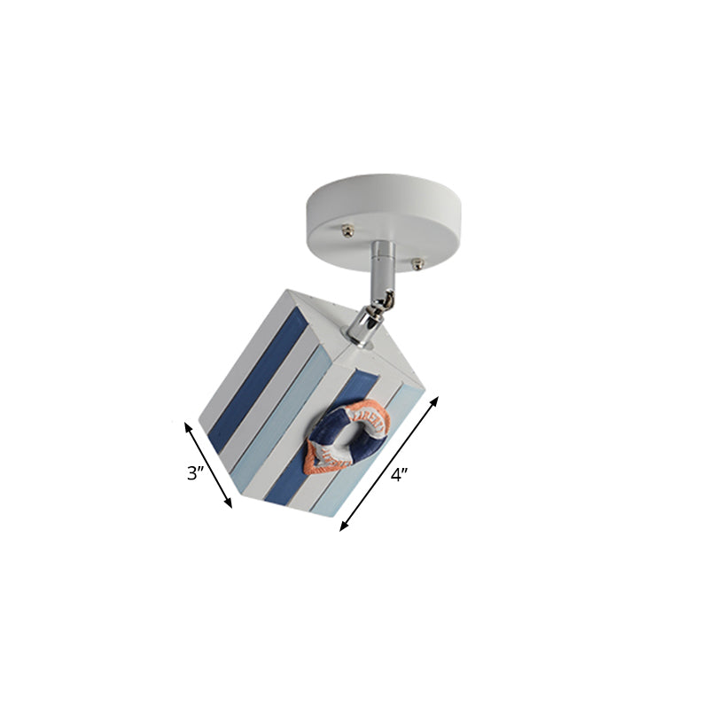 Rotatable Cuboid Flush Mount Kids Resin 1/2/4-Head White Semi Flush Ceiling Light with Nautical Element, 5w/10w Clearhalo 'Ceiling Lights' 'Close To Ceiling Lights' 'Close to ceiling' 'Semi-flushmount' Lighting' 1903839