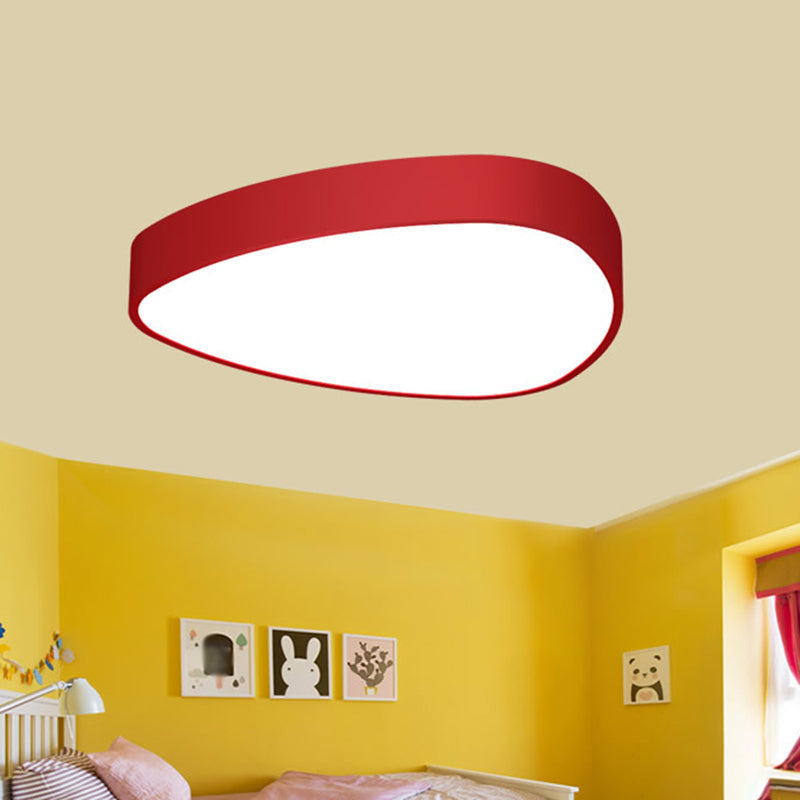 Acrylic Teardrop Shaped Ceiling Lamp Kids Red/Green/Yellow LED Flush Mount Recessed Lighting for Nursery Red Clearhalo 'Ceiling Lights' 'Close To Ceiling Lights' 'Close to ceiling' 'Flush mount' Lighting' 1903939