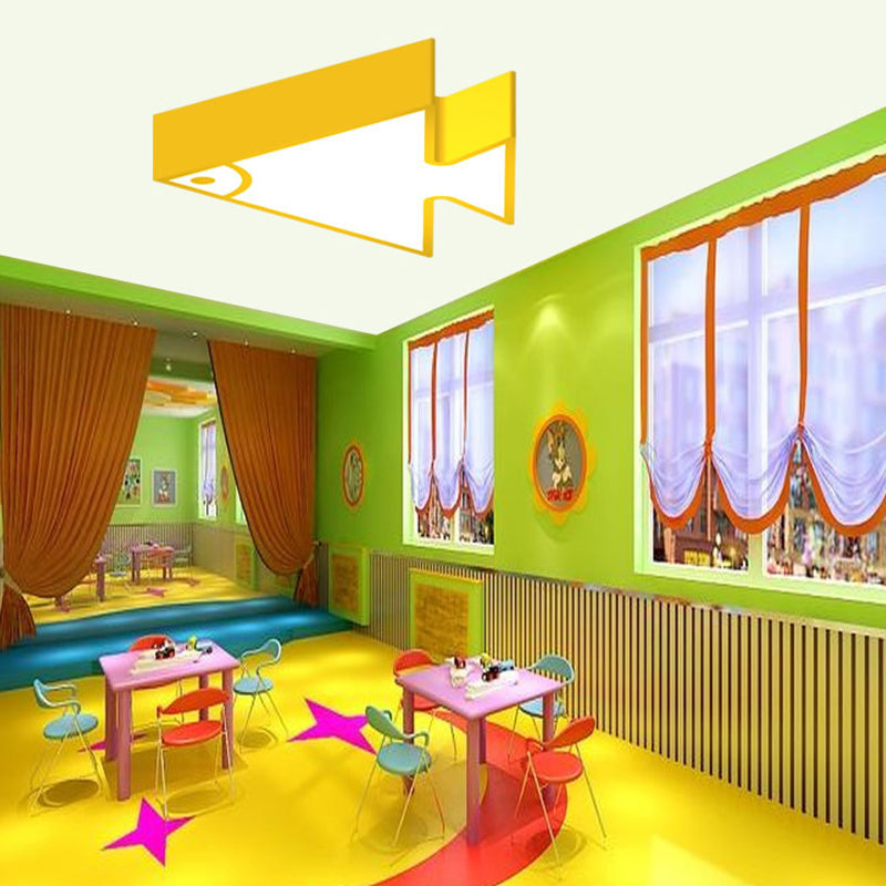 18"/22" Wide Kids LED Flush Mount Pink/Green/Blue Triangle-Fish Shaped Ceiling Light with Acrylic Shade Clearhalo 'Ceiling Lights' 'Close To Ceiling Lights' 'Close to ceiling' 'Flush mount' Lighting' 1903979