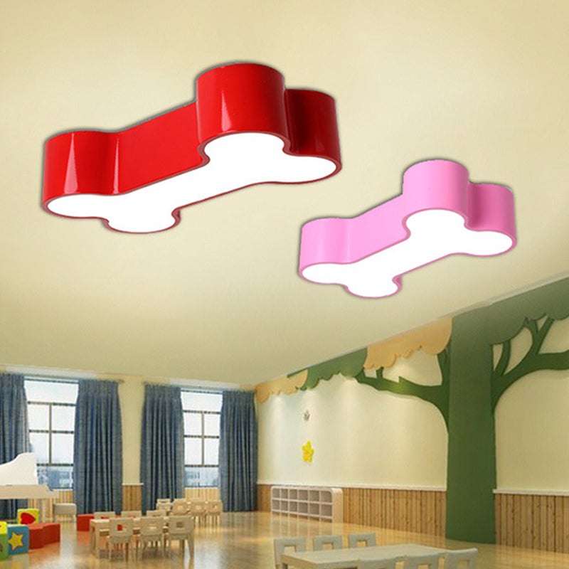 Metal Dog Bone Flushmount Cartoon Red/Yellow/Green LED Ceiling Mount Light Fixture, 19.5"/23.5" Width Clearhalo 'Ceiling Lights' 'Close To Ceiling Lights' 'Close to ceiling' 'Flush mount' Lighting' 1904024