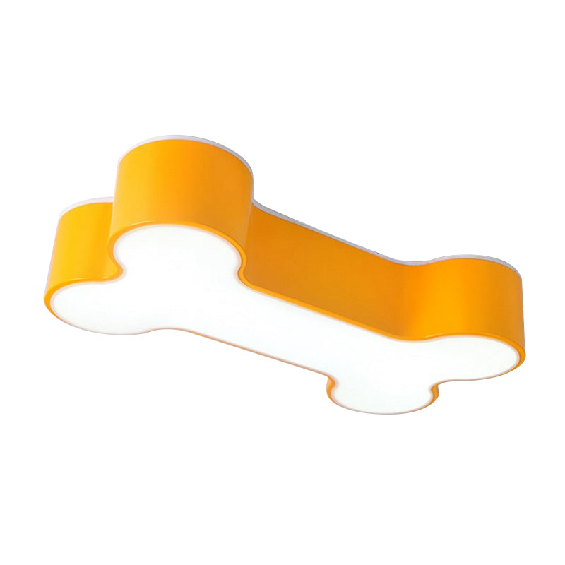 Metal Dog Bone Flushmount Cartoon Red/Yellow/Green LED Ceiling Mount Light Fixture, 19.5"/23.5" Width Yellow Clearhalo 'Ceiling Lights' 'Close To Ceiling Lights' 'Close to ceiling' 'Flush mount' Lighting' 1904030