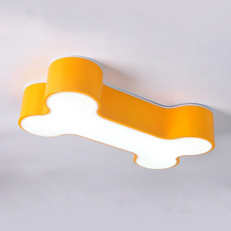 Metal Dog Bone Flushmount Cartoon Red/Yellow/Green LED Ceiling Mount Light Fixture, 19.5"/23.5" Width Clearhalo 'Ceiling Lights' 'Close To Ceiling Lights' 'Close to ceiling' 'Flush mount' Lighting' 1904031