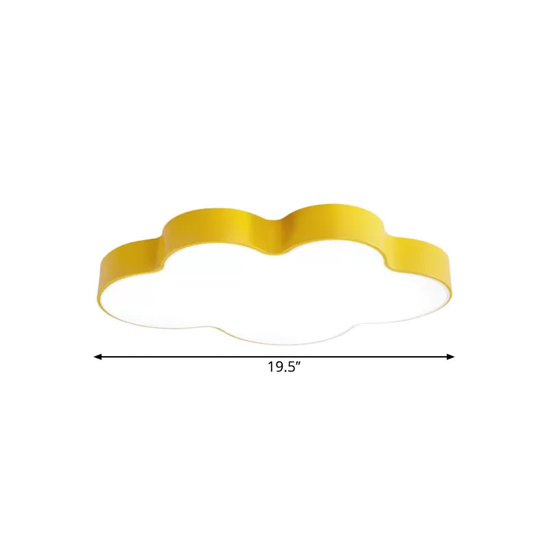 Yellow Cloud Close to Ceiling Light Cartoon Metal LED Flush Mount in White/3 Color Light, 19.5"/23.5"/35.5" Wide Clearhalo 'Ceiling Lights' 'Close To Ceiling Lights' 'Close to ceiling' 'Flush mount' Lighting' 1904078
