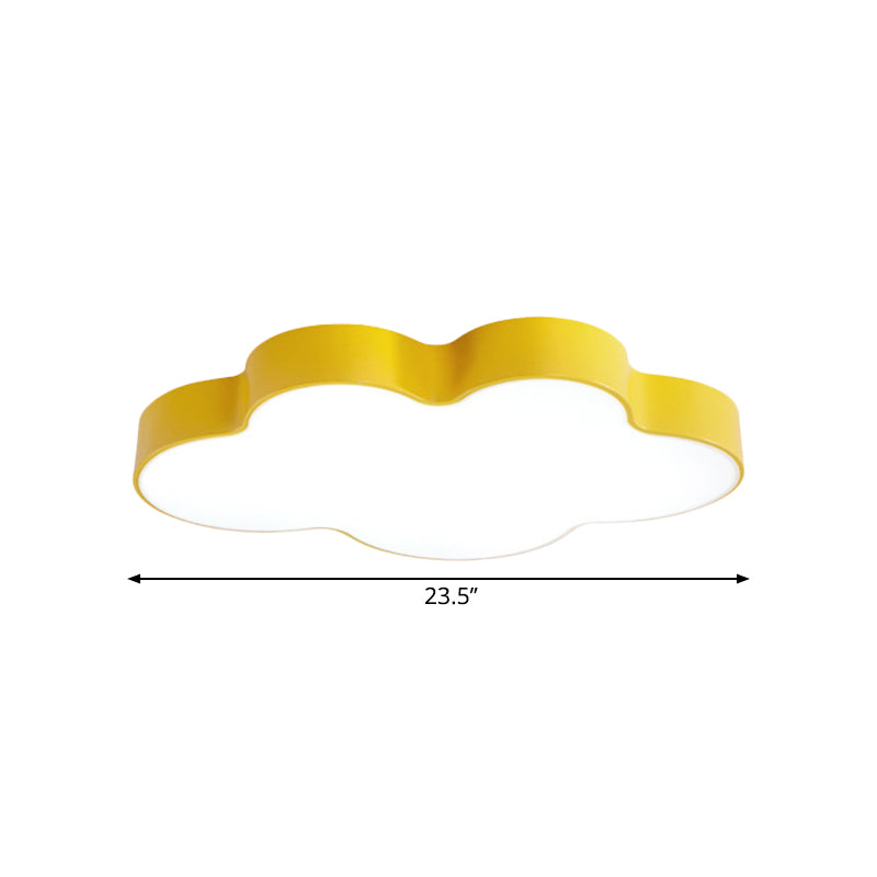 Yellow Cloud Close to Ceiling Light Cartoon Metal LED Flush Mount in White/3 Color Light, 19.5"/23.5"/35.5" Wide Clearhalo 'Ceiling Lights' 'Close To Ceiling Lights' 'Close to ceiling' 'Flush mount' Lighting' 1904079