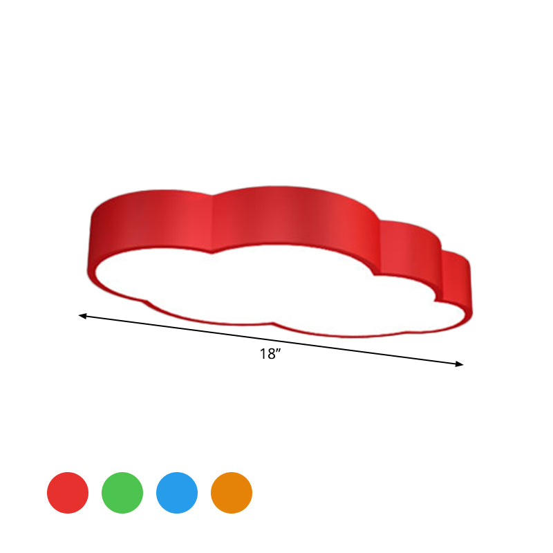 Cloud Shaped Nursery Ceiling Lamp Acrylic 18"/20.5" Wide LED Cartoon Flush Mount Lighting Fixture in Red/Yellow/Blue Clearhalo 'Ceiling Lights' 'Close To Ceiling Lights' 'Close to ceiling' 'Flush mount' Lighting' 1904085