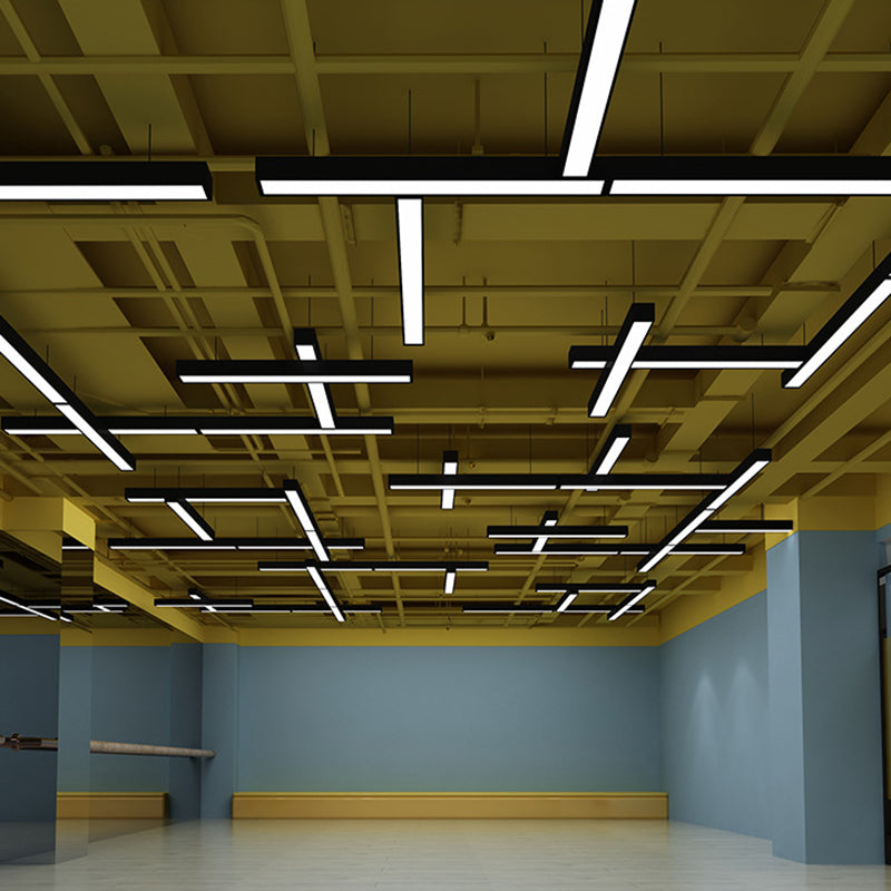 Linear Ceiling Suspension Lamp Modern Acrylic Black LED Drop Pendant for Office, 23.5"/47"/59" Width Black Clearhalo 'Ceiling Lights' 'Modern Pendants' 'Modern' 'Pendant Lights' 'Pendants' Lighting' 1904144