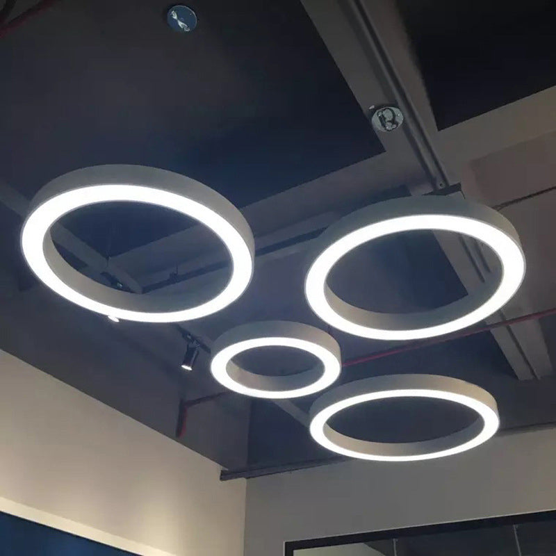 Simple LED Ceiling Lamp Black/White Halo Ring Pendant Lighting Fixture with Acrylic Shade, 16"/31.5"/39" W Clearhalo 'Ceiling Lights' 'Modern Pendants' 'Modern' 'Pendant Lights' 'Pendants' Lighting' 1904307