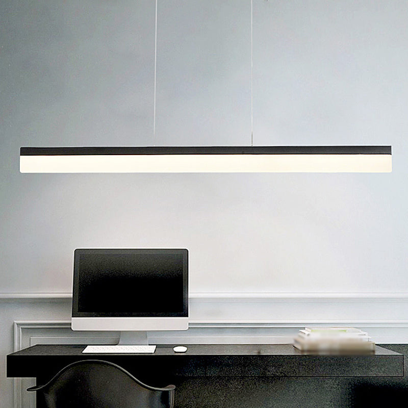 Black Ultrathin Linear Ceiling Lamp Simple 23.5"/35.5"/47" Wide LED Acrylic Hanging Pendant for Office Black Clearhalo 'Ceiling Lights' 'Modern Pendants' 'Modern' 'Pendant Lights' 'Pendants' Lighting' 1904319